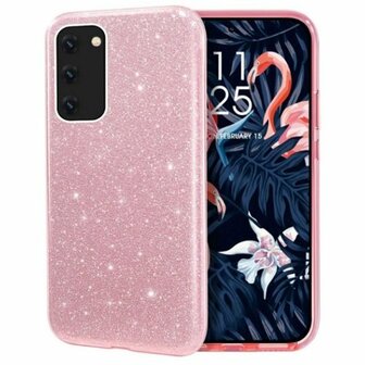 Samsung S10 Lite Siliconen Glitter Hoesje Rose Goud