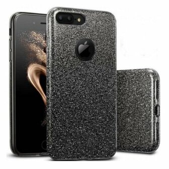 iPhone 7 Plus Siliconen Glitter Hoesje Zwart