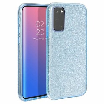 Samsung S20 Plus Siliconen Glitter Hoesje Blauw