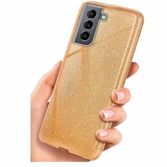 Samsung S21 Plus Siliconen Glitter Hoesje Goud