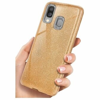 Samsung A01 Siliconen Glitter Hoesje Goud