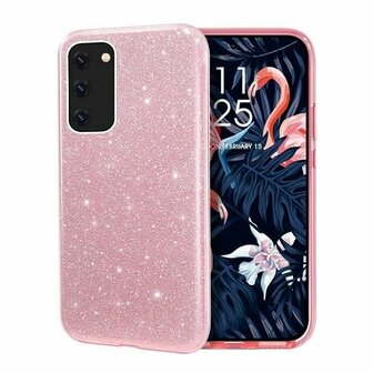 Samsung S20 Plus Siliconen Glitter Hoesje Rose Goud