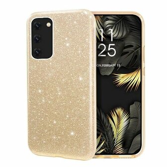 Samsung S20 Plus Siliconen Glitter Hoesje Goud