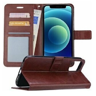 iPhone 12 Portemonnee Wallet Case Hoesje Bruin