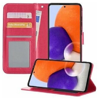 Samsung Galaxy A72 Hoesje Met Pasjeshouder Bookcase Roze