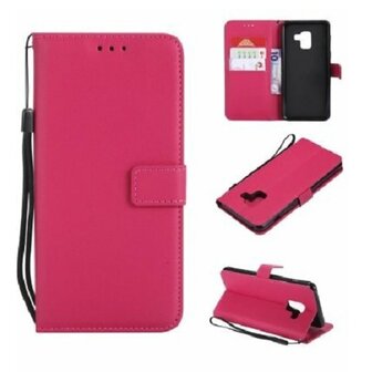 Samsung A8 2018 Hoesje Met Pasjeshouder Bookcase Roze