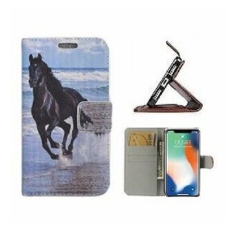 iPhone X Hoesje Met Pasjeshouder Bookcase Zwarte Paard