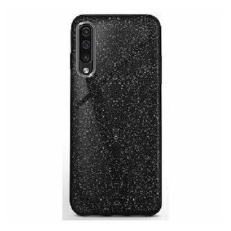 Samsung A70 Siliconen Glitter Hoesje Zwart