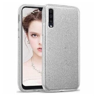 Samsung A70 Siliconen Glitter Hoesje Zilver