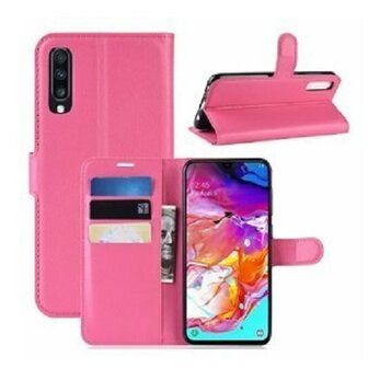 Samsung A70 Hoesje Met Pasjeshouder Bookcase Roze