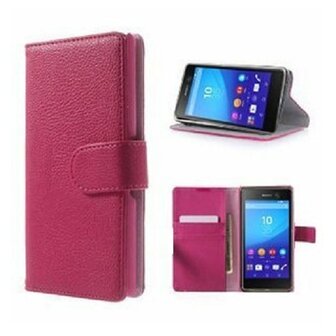 Sony Xperia M5 Hoesje Met Pasjeshouder Bookcase Roze