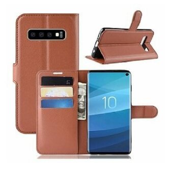 Samsung S10 Wallet Portemonnee Hoesje Bruin