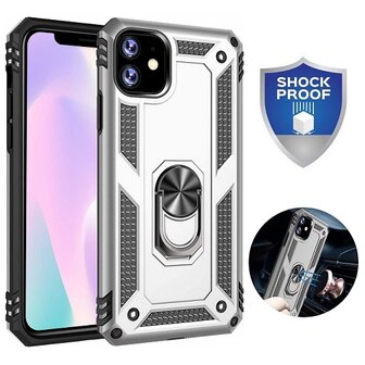 iPhone 11 Hybrid Armor Anti Shock Hoesje Zilver