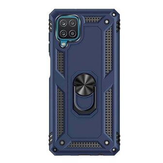 Samsung A12 Hybrid Armor Anti Shock Hoesje Blauw