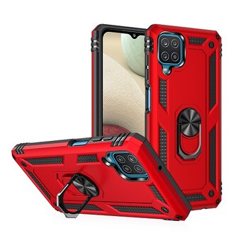 Samsung A12 Hybrid Armor Anti Shock Hoesje Rood