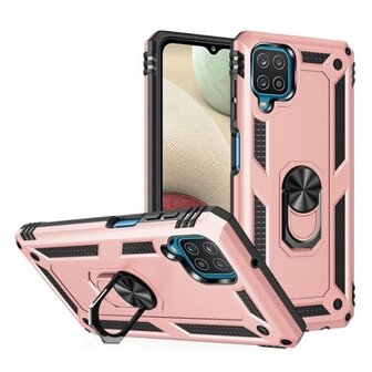 Samsung A12 Hybrid Armor Anti Shock Hoesje Rose Goud