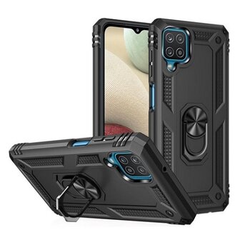 Samsung A12 Hybrid Armor Anti Shock Hoesje Zwart