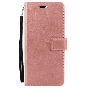 OPPO A16 Hoesje Met Pasjeshouder Bookcase Ros&eacute; Goud