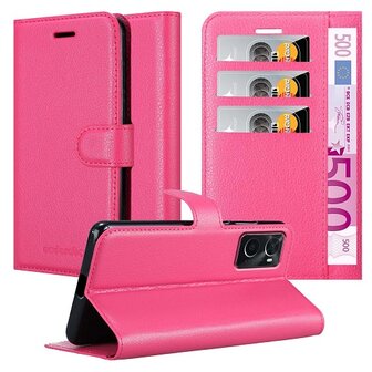 OPPO A96 Hoesje Met Pasjeshouder Bookcase Roze