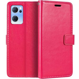 OPPO RENO 7 Hoesje Met Pasjeshouder Bookcase Roze