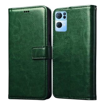 OPPO RENO 7 Hoesje Met Pasjeshouder Bookcase Groen