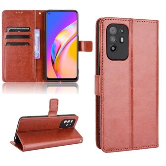 Oppo A94 5G Hoesje Met Pasjeshouder Bookcase Bruin