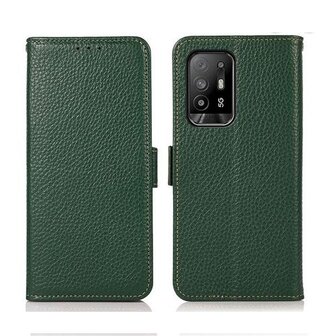 OPPO A94 4G Hoesje Met Pasjeshouder Bookcase Groen