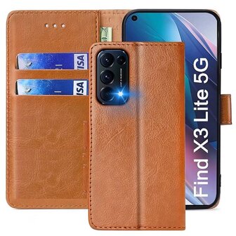 Oppo Find X3 Lite Hoesje Met Pasjeshouder Bookcase Bruin