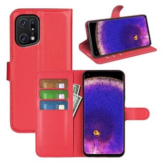 OPPO Find X5 Pro Hoesje Met Pasjeshouder Bookcase Rood