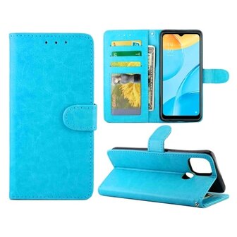 OPPO A15 Hoesje Met Pasjeshouder Bookcase Turquoise