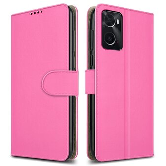 OPPO A76 Hoesje Met Pasjeshouder Bookcase Roze