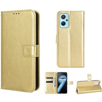 OPPO A76 Hoesje Met Pasjeshouder Bookcase Goud