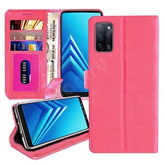 OPPO A53s Hoesje Met Pasjeshouder Bookcase Roze