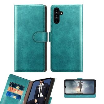 Samsung A54 Hoesje Met Pasjeshouder Bookcase Turquoise