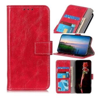 Oppo Find X3 Lite Hoesje Met Pasjeshouder Bookcase Rood