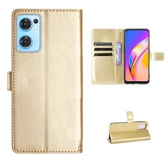 Oppo Find X5 Lite Hoesje Met Pasjeshouder Bookcase Goud