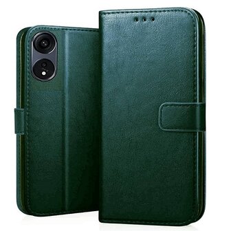 OPPO A78 Hoesje Met Pasjeshouder Bookcase Groen