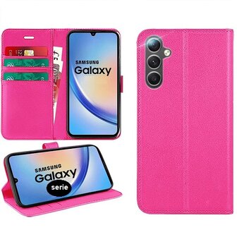 Samsung A34 Hoesje Met Pasjeshouder Bookcase Roze