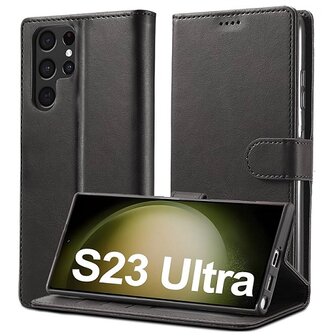 Samsung S23 Ultra Hoesje Met Pasjeshouder Bookcase Zwart