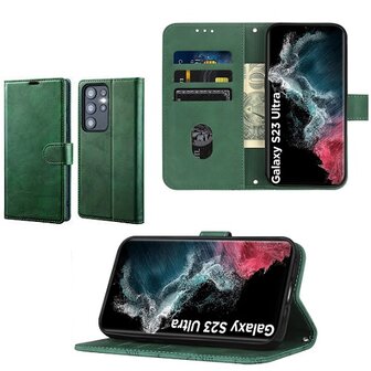 Samsung S23 Ultra Hoesje Met Pasjeshouder Bookcase Groen