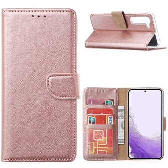 Samsung S23 Hoesje Met Pasjeshouder Bookcase Rose Goud