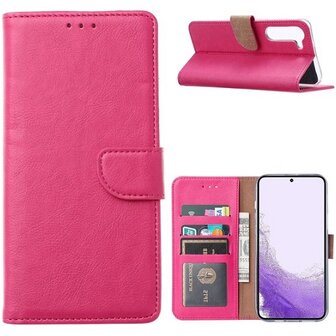 Samsung S23 Hoesje Met Pasjeshouder Bookcase Roze