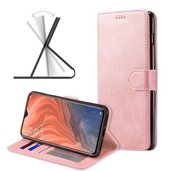 OPPO Reno 8 Hoesje Met Pasjeshouder Bookcase Rose Goud 