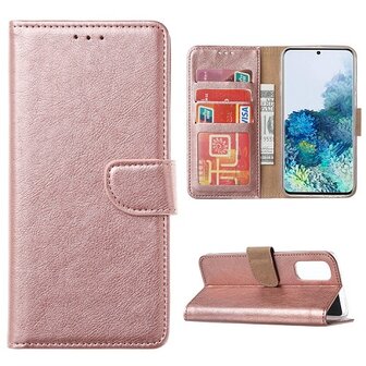 Samsung S20 Hoesje Met Pasjeshouder Bookcase Rose Goud