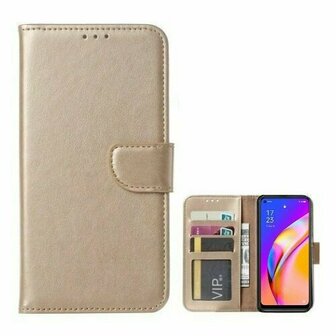 Oppo Reno 8T Hoesje Met Pasjeshouder Bookcase Goud