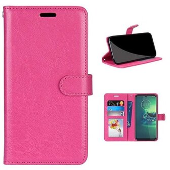 Motorola One Hyper Hoesje Met Pasjeshouder Bookcase Roze