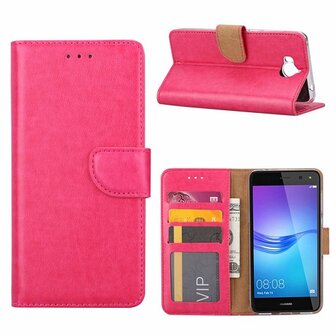 Huawei Y6 2017 Hoesje Met Pasjeshouder Bookcase Roze