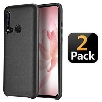 Huawei P20 Lite 2019 Hoesje Siliconen Zwart 2x