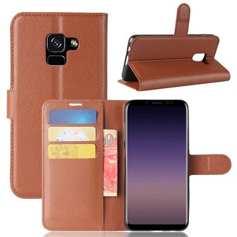 Samsung A8 2018 Hoesje Met Pasjeshouder Bookcase Bruin