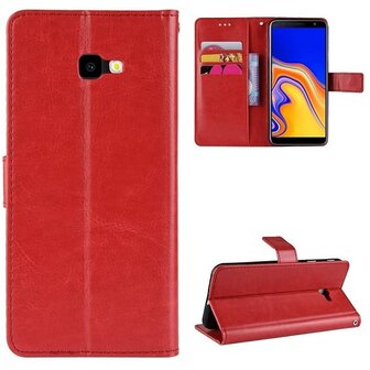 Samsung J4 PLUS Hoesje Met Pasjeshouder Bookcase Rood